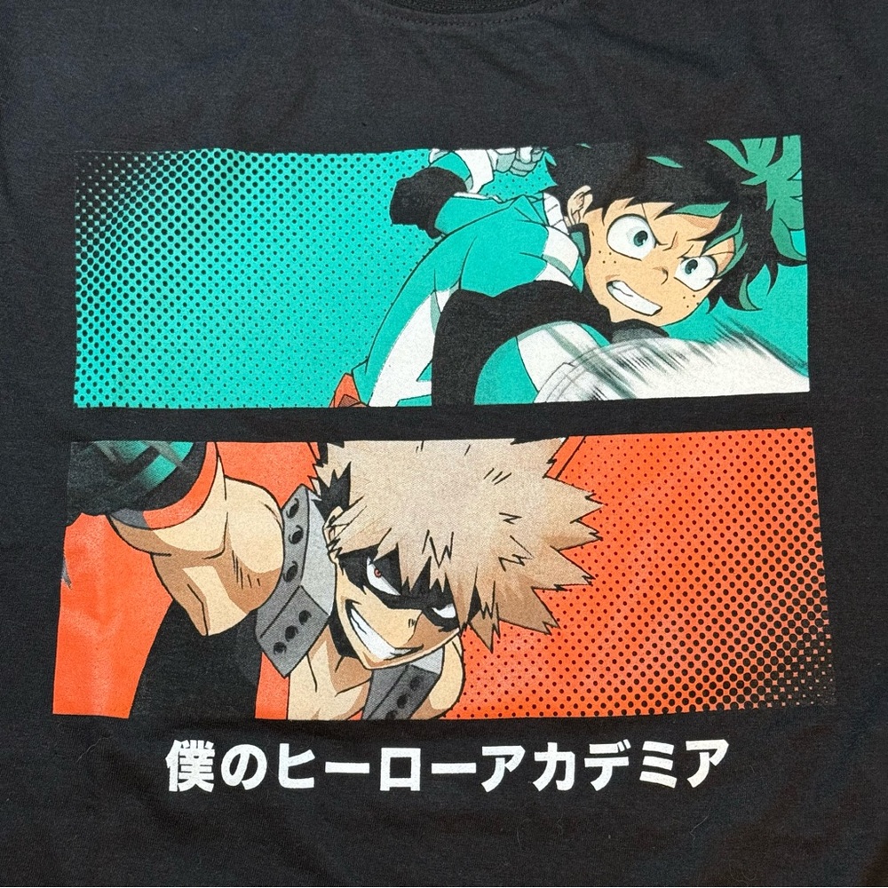 My Hero Academia Deku Bakugo black long sleeve men’s tee LARGE anime